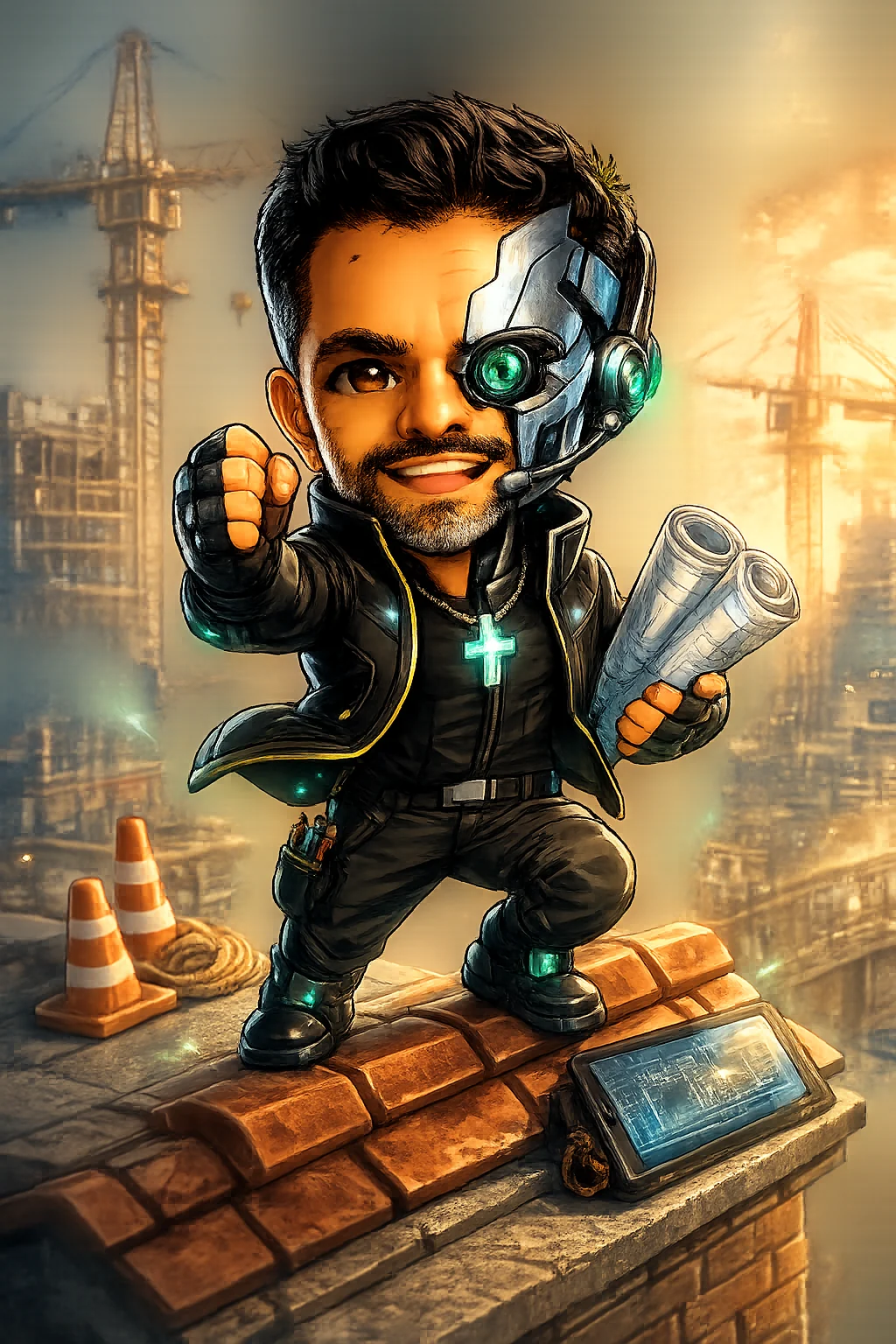 A construction minion holding blueprints, ready to rebuild a broken business process.
